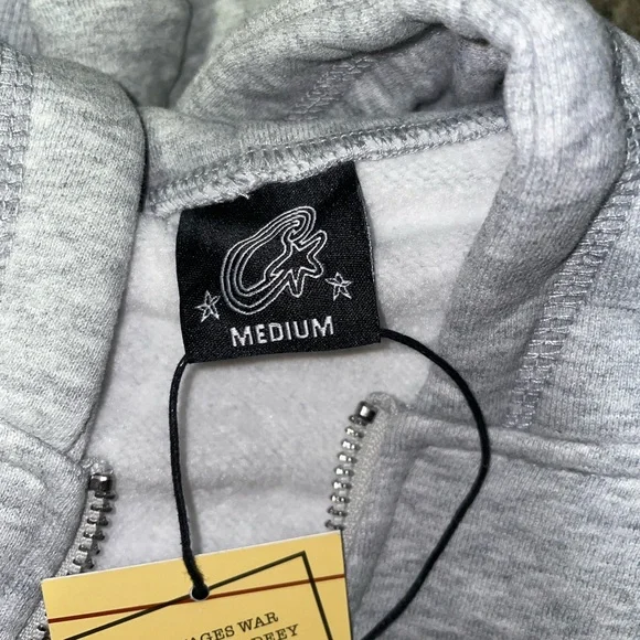 Corteiz Island Puff Print Zip Hoodie – Light Grey (Size M) - Picture 3 of 6